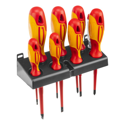 Набор отверток диэлектрических до 1000 В, 8 шт, тестер, CrMo, двухкомпонентные рукоятки Gross по ценам производителя в Екатеринбурге с доставкой по всей России