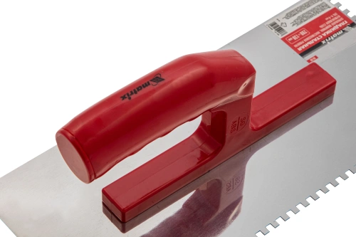 Гладилка из нержавеющей стали, 280 х 130 мм, зеркальная полировка, пластмассовая ручка, зуб 4 х 4 мм Matrix по ценам производителя в Екатеринбурге с доставкой по всей России