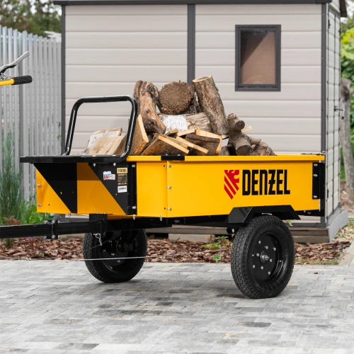 Прицеп для мотоблока TT-500, оцинк., груз. 500 кг, рег. сцепка, колеса 4.00-10, в упаковке Denzel по ценам производителя в Екатеринбурге с доставкой по всей России