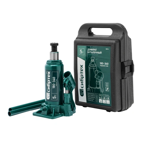 Домкрат гидравлический бутылочный, 5 т, 180-340 мм, в пласт. кейсе Сибртех по ценам производителя в Екатеринбурге с доставкой по всей России