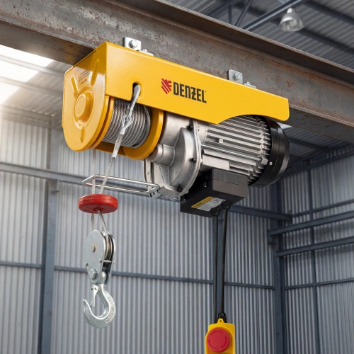 Тельфер электрический TF-500, 0.5 т, 1020 Вт, высота 12 м, 10 м/мин Denzel по ценам производителя в Екатеринбурге с доставкой по всей России