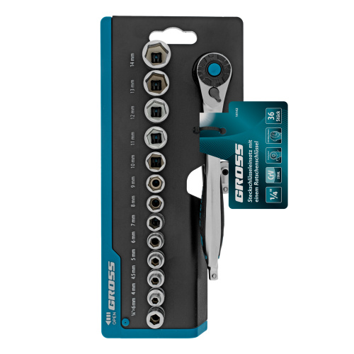 Набор торцевых головок, трещотка 120 зубьев, 1/4", CrV, 36 предметов Gross по ценам производителя в Екатеринбурге с доставкой по всей России