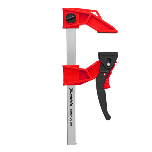 Струбцина реечная быстрозажимная, усиленная, пластиковый корпус рычажно-храповой механизм, 200 х 100 х 351 мм, штанга 5 х 22 мм Matrix по ценам производителя в Екатеринбурге с доставкой по всей России