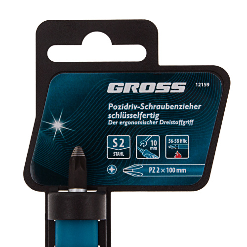 Отвертка PZ2 x 100 мм, S2, трехкомпонентная ручка Gross по ценам производителя в Екатеринбурге с доставкой по всей России