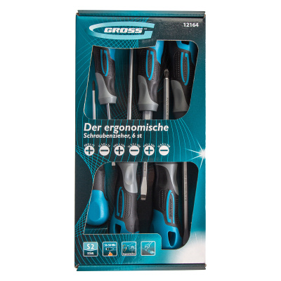 Набор отверток 6 шт, S2, трехкомпонентная рукоятка Gross по ценам производителя в Екатеринбурге с доставкой по всей России