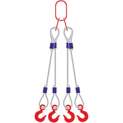 Строп канатный 4СК, с 4 крюками 10Т x 5М по ценам производителя в Екатеринбурге с доставкой по всей России