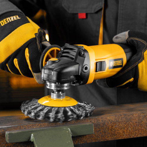 Щетка для УШМ, 125 мм, "Тарелка", крученая нержавеющая проволока 0.5 мм, М14 Denzel по ценам производителя в Екатеринбурге с доставкой по всей России