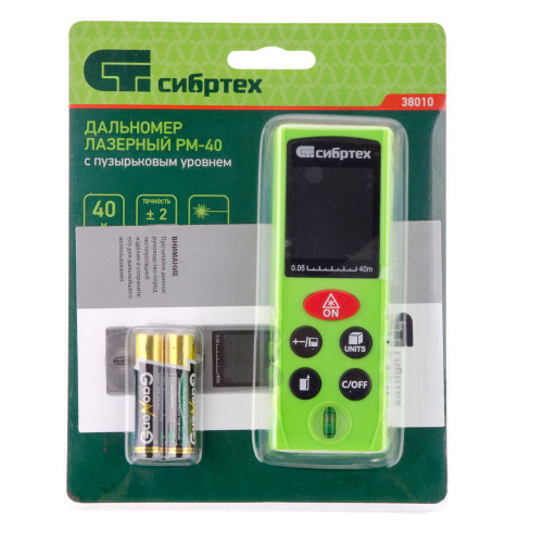 Лазерный дальномер PM-40,40 м,с пузырьковым уровнем Сибртех по ценам производителя в Екатеринбурге с доставкой по всей России