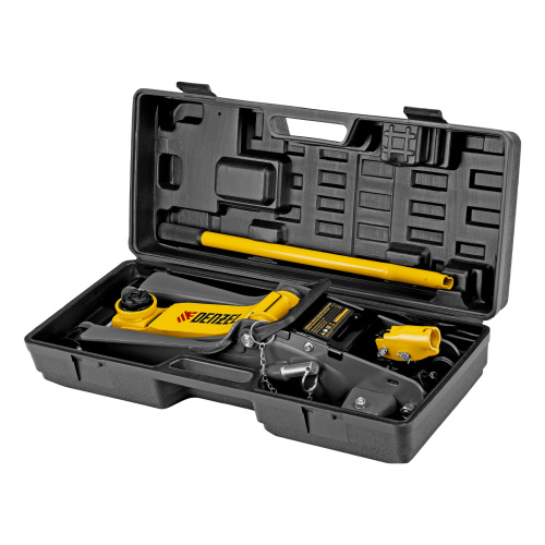 Домкрат гидравлический подкатной с фиксатором, 2,5 т,  85-385 мм, в пласт. кейсе Denzel по ценам производителя в Екатеринбурге с доставкой по всей России