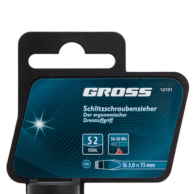 Отвертка SL3 x 75 мм, S2, трехкомпонентная рукоятка Gross по ценам производителя в Екатеринбурге с доставкой по всей России