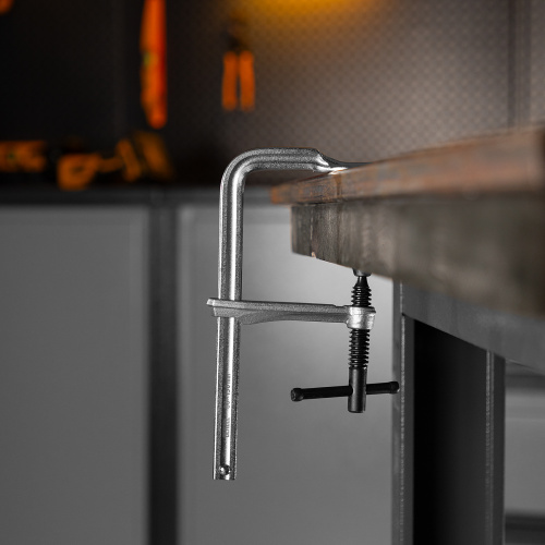 Струбцина F-образная, 80x150мм, кованая Denzel по ценам производителя в Екатеринбурге с доставкой по всей России