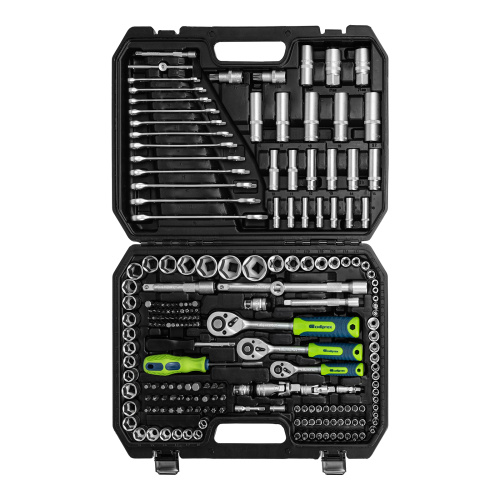 Набор инструментов, 1/2", 3/8", 1/4", пластиковый кейс 215 предм. Сибртех по ценам производителя в Екатеринбурге с доставкой по всей России