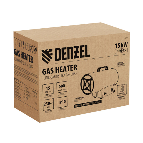 Газовая тепловая пушка GHG-15, 15 кВт, 500 м3/ч, пропан-бутан Denzel по ценам производителя в Екатеринбурге с доставкой по всей России