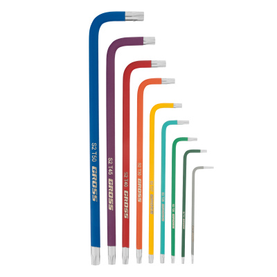 Набор ключей имбусовых Torx -TT, 9 шт: T10-T50, магнит, S2, экстра-длинные, хром/краска 9 шт Gross по ценам производителя в Екатеринбурге с доставкой по всей России