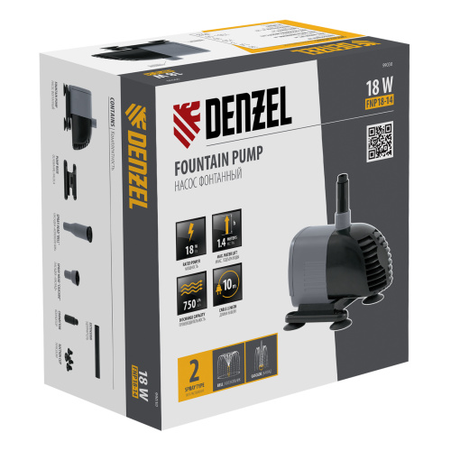 Насос фонтанный FNP18-14, 18 Вт, подъем 1,4 м, 750 л/ч, колокольчик/каскад Denzel по ценам производителя в Екатеринбурге с доставкой по всей России