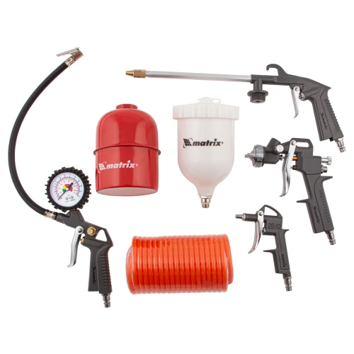 Набор пневмоинструмента, 5 предметов, быстросъемное соединение, краскораспылитель с верхним бачком Matrix по ценам производителя в Екатеринбурге с доставкой по всей России