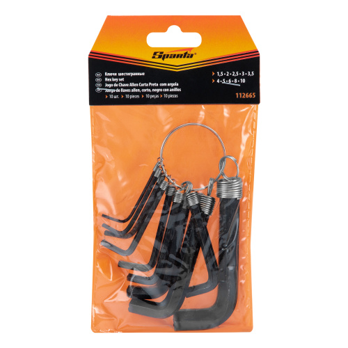 Набор ключей имбусовых HEX, 1.5-10 мм, CrV, 10 шт, оксидированные, на кольце Sparta по ценам производителя в Екатеринбурге с доставкой по всей России