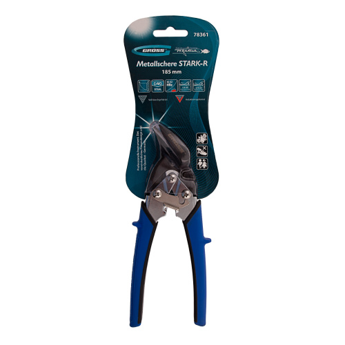 Ножницы по металлу "Piranha", 185 мм, прямой и правый рез, сталь СrM, двухкомпонентные рукоятки Gross по ценам производителя в Екатеринбурге с доставкой по всей России