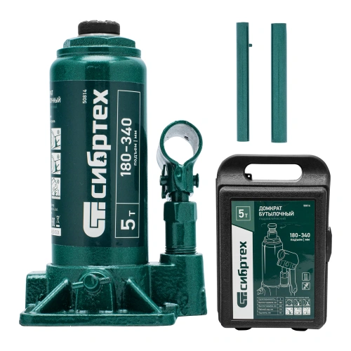 Домкрат гидравлический бутылочный, 5 т, 180-340 мм, в пласт. кейсе Сибртех по ценам производителя в Екатеринбурге с доставкой по всей России