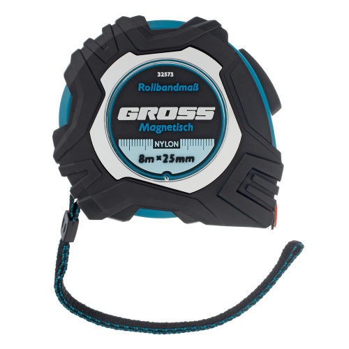 Рулетка Magnetisch 8 м х 25 мм,обрезиненный корпус,автоматическая фиксация,Нейлоновое покрытиеытие,зацеп с магнитом Gross по ценам производителя в Екатеринбурге с доставкой по всей России