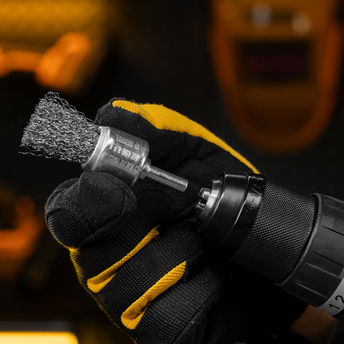 Набор щеток для дрели, 1 Плоская 50мм, 2 Чашки 25-50мм, шпилька, нерж. вит. проволока Denzel по ценам производителя в Екатеринбурге с доставкой по всей России