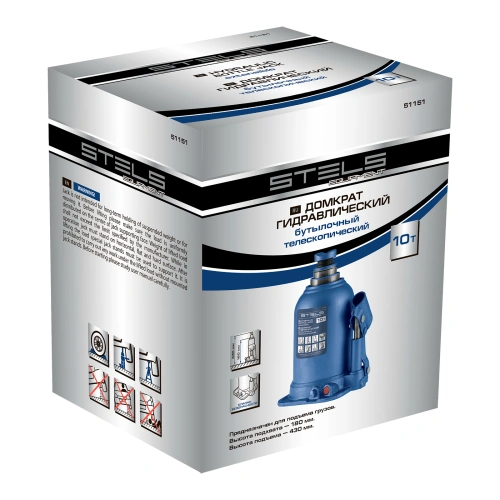 Домкрат гидравлический бутылочный телескопический, 10 т, подъем 180-430 мм Stels по ценам производителя в Екатеринбурге с доставкой по всей России