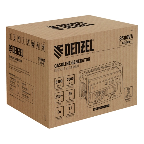 Генератор бензиновый GE 8900, 8.5 кВт, 220 В/50 Гц, 25 л, ручной старт Denzel по ценам производителя в Екатеринбурге с доставкой по всей России