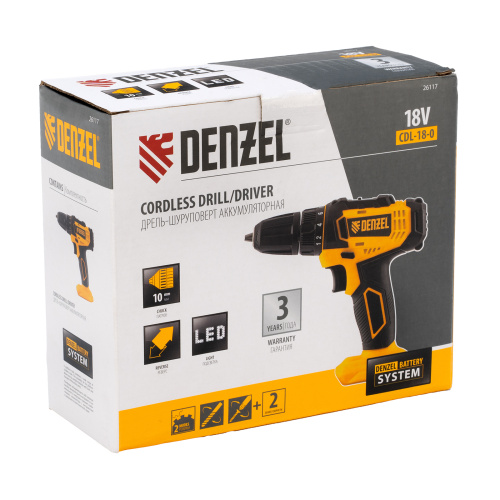 Дрель-шуруповерт аккумуляторная CDL-18-0, Li-Ion, 18 В Denzel по ценам производителя в Екатеринбурге с доставкой по всей России