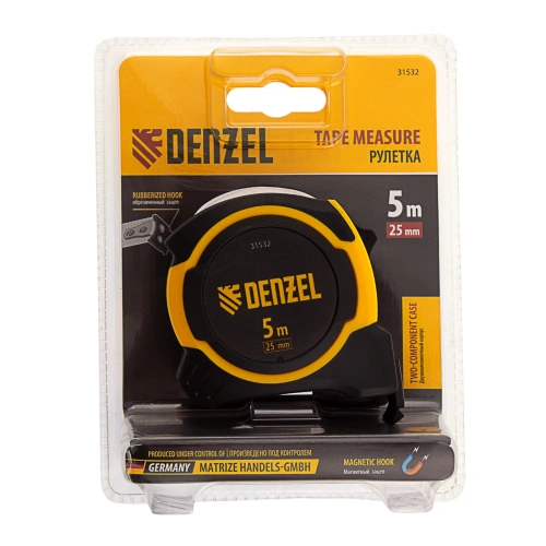 Рулетка 5м х 25мм, двухкомп. корпус, магнитный обрезиненный зацеп Denzel по ценам производителя в Екатеринбурге с доставкой по всей России