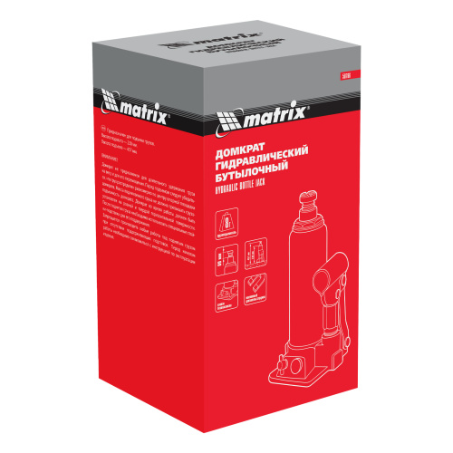 Домкрат гидравлический бутылочный, 8 т, h подъема 230-457 мм Matrix по ценам производителя в Екатеринбурге с доставкой по всей России