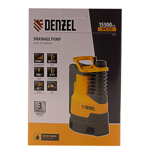 Дренажный насос DPХ950, Х-Pro, 950 Вт, подъем 8.5 м, 15500 л/ч Denzel по ценам производителя в Екатеринбурге с доставкой по всей России