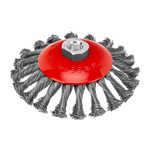 Щетка для УШМ, 125 мм, М14, "тарелка", крученая проволока 0.5 мм Matrix по ценам производителя в Екатеринбурге с доставкой по всей России
