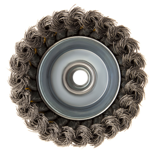 Щетка для УШМ, 100 мм, "Чашка", крученая нержавеющая проволока 0.5 мм, М14 Denzel по ценам производителя в Екатеринбурге с доставкой по всей России