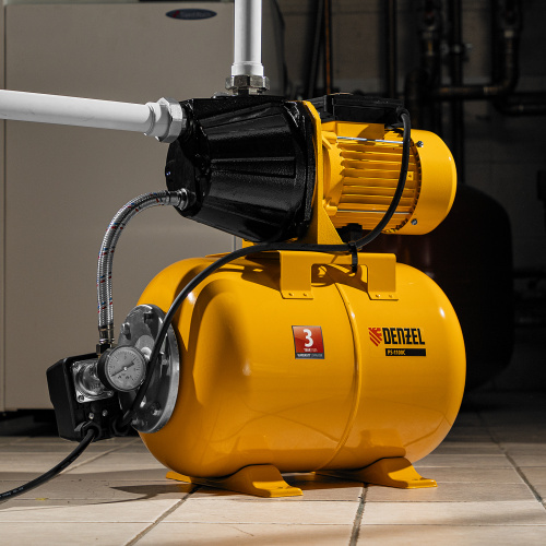 Насосная станция PS1100С, 1100 Вт, 4500 л/ч, ресивер 24 л, подъем 46 м, чугун Denzel по ценам производителя в Екатеринбурге с доставкой по всей России