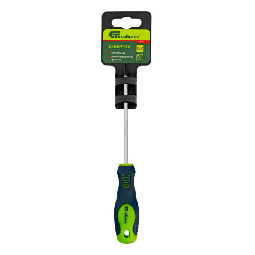 Отвертка, PH0 х 100 мм, CrV, двухкомпонентная рукоятка Сибртех по ценам производителя в Екатеринбурге с доставкой по всей России