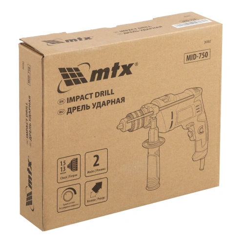 Дрель ударная MID-750, 750 Вт, 0-3000 об/мин, 0-48000 уд/мин MTX по ценам производителя в Екатеринбурге с доставкой по всей России