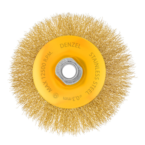 Щетка для УШМ, 125 мм, "Тарелка", витая нержавеющая проволока 0.3 мм, М14 Denzel по ценам производителя в Екатеринбурге с доставкой по всей России