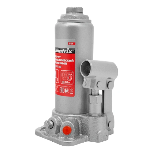 Домкрат гидравлический бутылочный, 4 т, высота подъема 194-372 мм, в пластиковый кейсе Matrix по ценам производителя в Екатеринбурге с доставкой по всей России