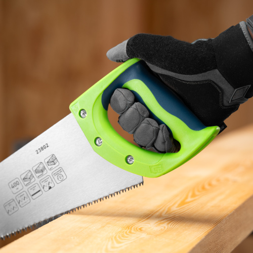 Ножовка по дереву "Зубец", 400 мм, 7-8 TPI, каленый зуб 2D, двухкомпонентная рукоятка Сибртех по ценам производителя в Екатеринбурге с доставкой по всей России