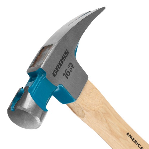 Молоток-гвоздодер, 450 г, угол 75, магнит, обрезиненная рукоятка American hickory GROSS по ценам производителя в Екатеринбурге с доставкой по всей России