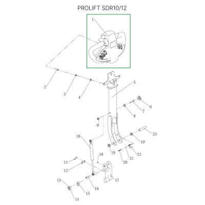 Верхняя часть ручки в сборе для штабелеров SDR 1016/1030/1035/1225/1230/1235/1635 по ценам производителя в Екатеринбурге с доставкой по всей России