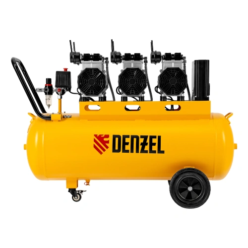 Компрессор безмасляный, малошумный DLS 3300/100, 3300 Вт,3x1100, 100 л, 570 л/мин ,блок управления Denzel по ценам производителя в Екатеринбурге с доставкой по всей России
