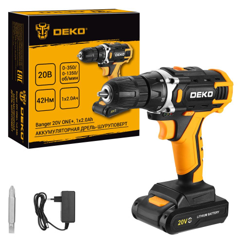 Аккумуляторная дрель-шуруповерт DEKO Banger 20V ONE+, 1x2.0Ач по ценам производителя в Екатеринбурге с доставкой по всей России