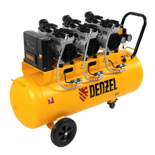 Компрессор безмасляный, малошумный  DLS 2250/100, 2250 Вт, 3x750, 100 л, 410 л/мин блок управления/ Denzel по ценам производителя в Екатеринбурге с доставкой по всей России