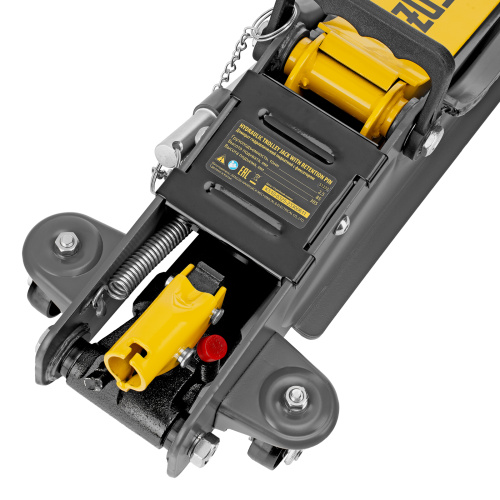 Домкрат гидравлический подкатной с фиксатором, 2,5 т,  85-385 мм, в пласт. кейсе Denzel по ценам производителя в Екатеринбурге с доставкой по всей России
