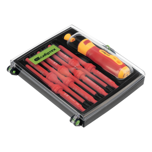 Отвертка со сменными жалами, диэлектрическая до 1000 В, 9 предметов, CrV Сибртех по ценам производителя в Екатеринбурге с доставкой по всей России