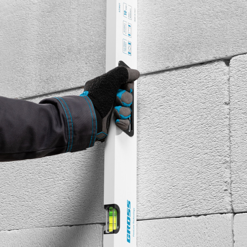 Уровень алюминиевый, 1000 мм, усиленный, рукоятки, фрезерованный, 3 глазка, магнитный Gross по ценам производителя в Екатеринбурге с доставкой по всей России