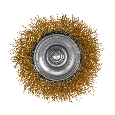 Щетка для дрели, 65 мм, "чашка" со шпилькой, латунированная витая проволока Matrix по ценам производителя в Екатеринбурге с доставкой по всей России