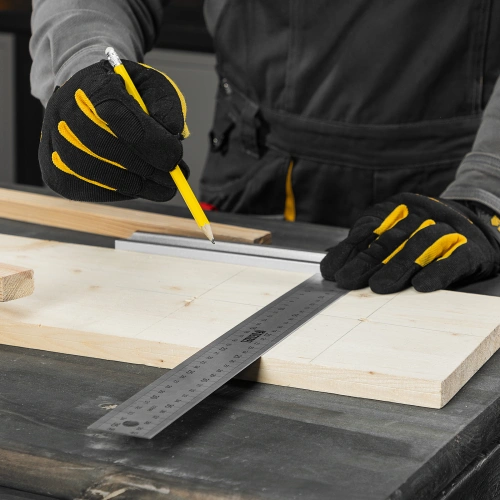 Угольник стальной 400 мм, нержавеющая сталь, градуировка, алюминиевое основание Denzel по ценам производителя в Екатеринбурге с доставкой по всей России