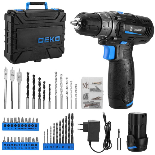 Аккумуляторная дрель-шуруповерт DEKO DKCD12 в кейсе + набор инструментов 92 шт, 12В, 2х2.0 Ач по ценам производителя в Екатеринбурге с доставкой по всей России